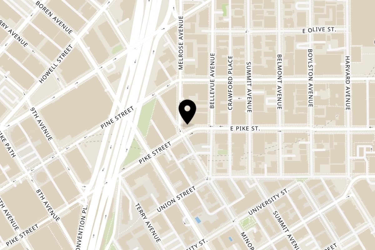 Map showing the location of Blue Willow on 300 East Pike Suite 1200 in Seattle